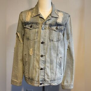 KDNK LA Distressed Light Wash Denim Trucker Jacket Men’s Small | Streetwear
